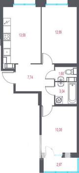 2-к квартира, вторичка, 51м2, 3/10 этаж