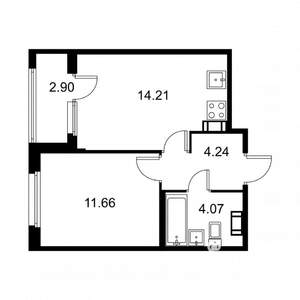 1-к квартира, строящийся дом, 36м2, 4/9 этаж