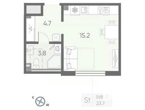 Студия квартира, вторичка, 24м2, 2/4 этаж