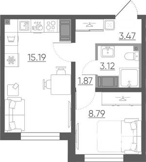 1-к квартира, вторичка, 32м2, 15/16 этаж