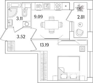 1-к квартира, строящийся дом, 30м2, 10/15 этаж
