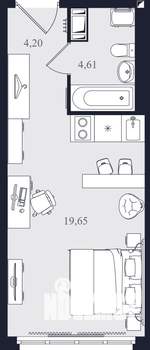 Студия квартира, вторичка, 28м2, 4/24 этаж