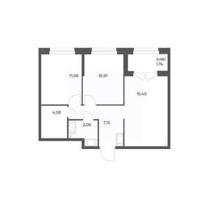 2-к квартира, вторичка, 54м2, 20/24 этаж