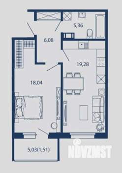 1-к квартира, вторичка, 50м2, 3/5 этаж