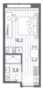 Студия квартира, вторичка, 22м2, 2/13 этаж