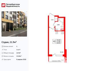 Студия квартира, вторичка, 22м2, 1/4 этаж