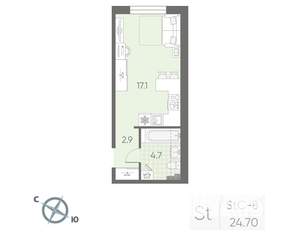 Студия квартира, вторичка, 25м2, 2/4 этаж