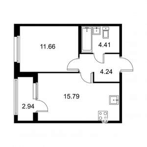 1-к квартира, строящийся дом, 38м2, 2/9 этаж