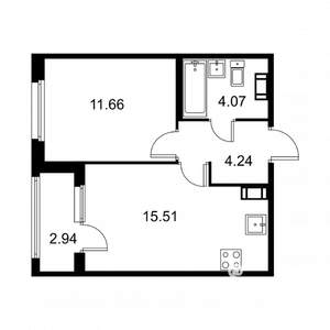 1-к квартира, вторичка, 37м2, 3/9 этаж