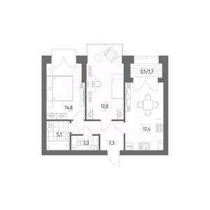2-к квартира, вторичка, 67м2, 13/13 этаж