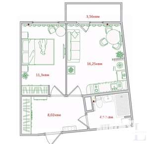 1-к квартира, вторичка, 45м2, 16/17 этаж