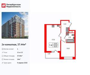 1-к квартира, вторичка, 37м2, 11/12 этаж