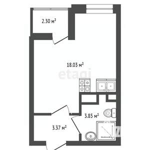 Студия квартира, вторичка, 25м2, 6/12 этаж