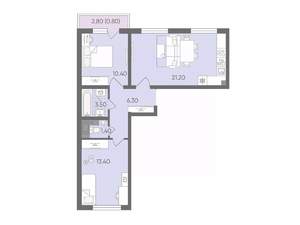 2-к квартира, вторичка, 56м2, 2/20 этаж