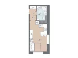 Студия квартира, вторичка, 24м2, 3/10 этаж