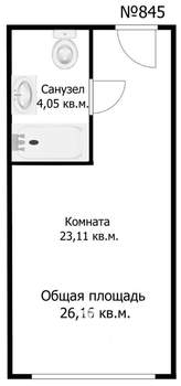 Студия квартира, вторичка, 27м2, 8/16 этаж