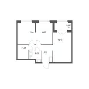 2-к квартира, вторичка, 54м2, 18/24 этаж