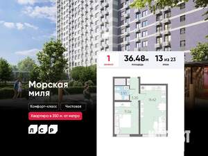 1-к квартира, вторичка, 36м2, 13/23 этаж