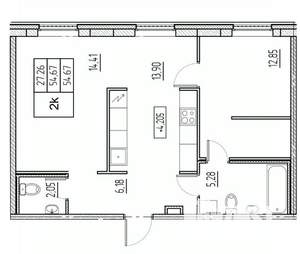 2-к квартира, вторичка, 55м2, 3/11 этаж