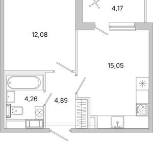 1-к квартира, вторичка, 38м2, 3/5 этаж