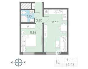 1-к квартира, вторичка, 36м2, 15/23 этаж
