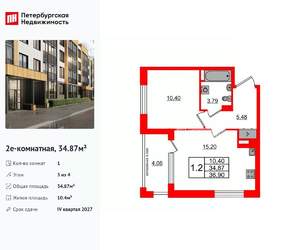 1-к квартира, вторичка, 35м2, 3/4 этаж