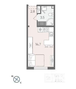 Студия квартира, вторичка, 21м2, 18/24 этаж