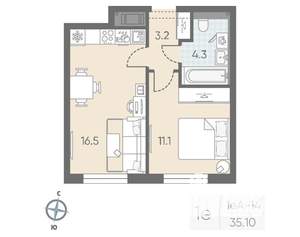 1-к квартира, вторичка, 35м2, 9/10 этаж