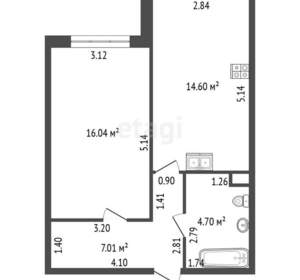 1-к квартира, вторичка, 42м2, 17/18 этаж