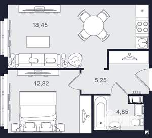 2-к квартира, вторичка, 41м2, 16/24 этаж