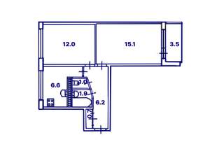 2-к квартира, вторичка, 44м2, 6/9 этаж