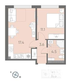 1-к квартира, вторичка, 37м2, 3/4 этаж