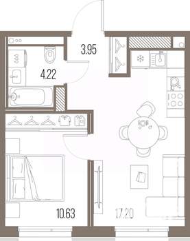 1-к квартира, вторичка, 36м2, 7/10 этаж