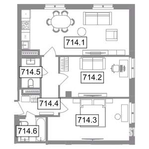 2-к квартира, вторичка, 68м2, 7/8 этаж