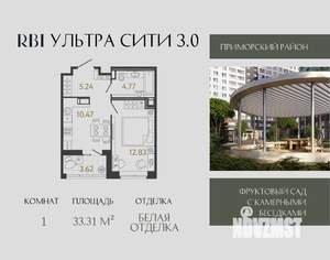 1-к квартира, вторичка, 33м2, 10/17 этаж