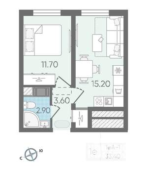1-к квартира, вторичка, 33м2, 16/25 этаж