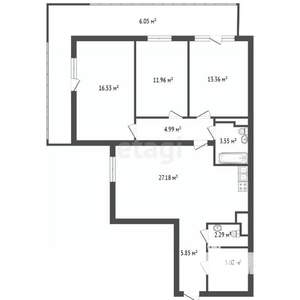 3-к квартира, вторичка, 90м2, 3/4 этаж