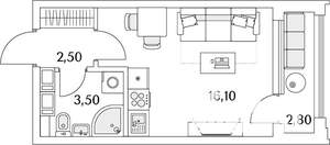 Студия квартира, вторичка, 24м2, 3/13 этаж