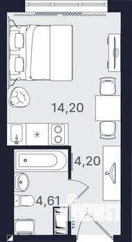 Студия квартира, вторичка, 23м2, 15/24 этаж