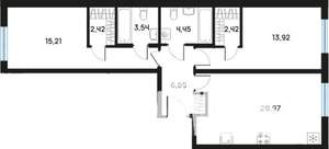 2-к квартира, вторичка, 69м2, 1/9 этаж