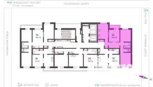 3-к квартира, строящийся дом, 58м2, 3/23 этаж
