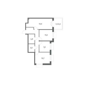3-к квартира, вторичка, 75м2, 1/8 этаж