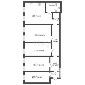 4-к квартира, вторичка, 107м2, 1/5 этаж