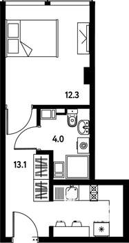 Студия квартира, вторичка, 29м2, 4/10 этаж