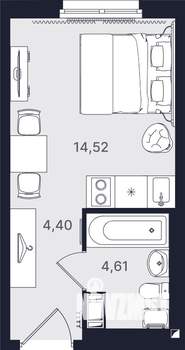 Студия квартира, вторичка, 24м2, 7/24 этаж