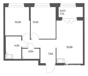 2-к квартира, вторичка, 54м2, 7/24 этаж