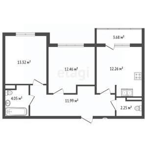 2-к квартира, вторичка, 56м2, 6/11 этаж