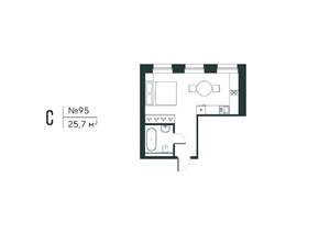 1-к квартира, вторичка, 26м2, 6/6 этаж