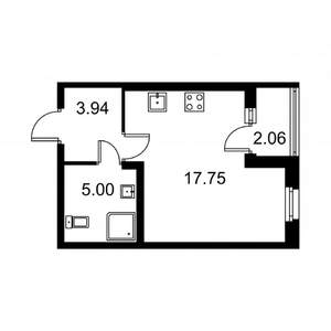 Студия квартира, вторичка, 28м2, 1/9 этаж