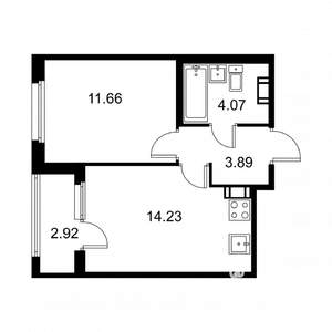 1-к квартира, строящийся дом, 35м2, 5/9 этаж
